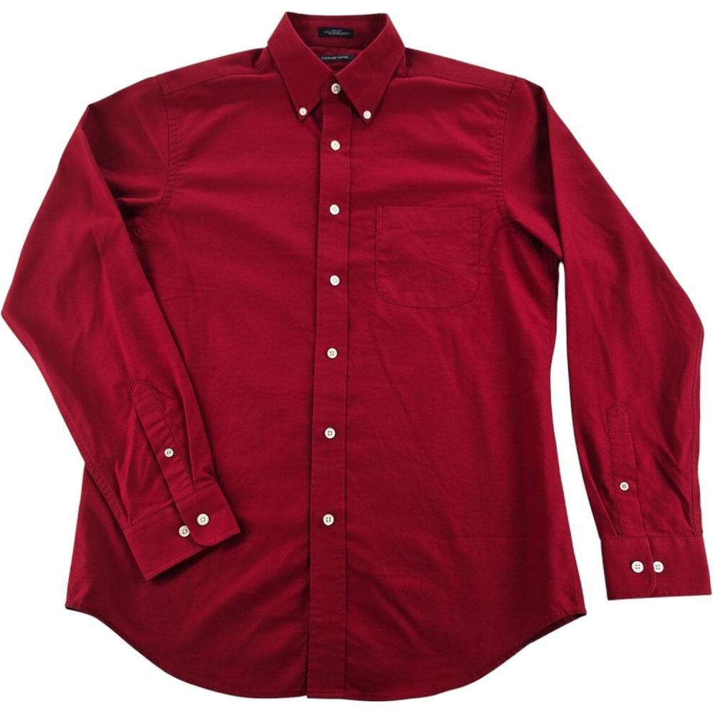 Saddlebred Button Down Shirt 15 1/2 34/35 Easy Care Oxford Red Long Sleeve